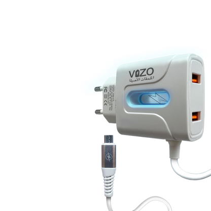 Vizo V14 Fast Charger 2.8a With Copper Connector | Android Mobile Phone Charging Adapter With Usb Data Cable
